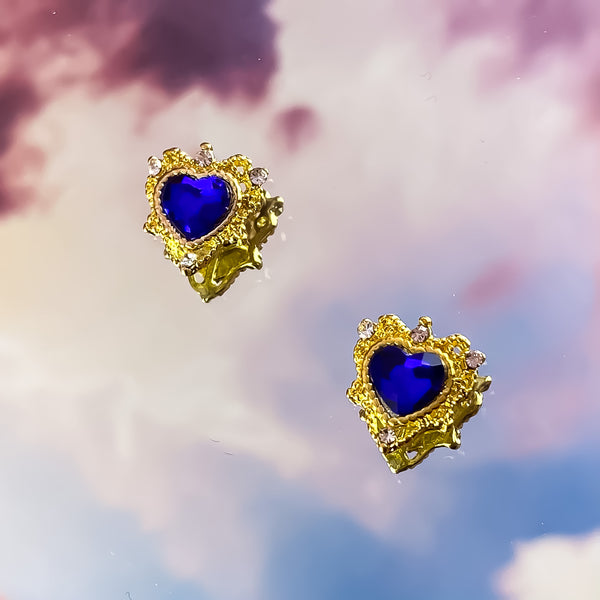 Gold Heart With Crystal - 2pcs