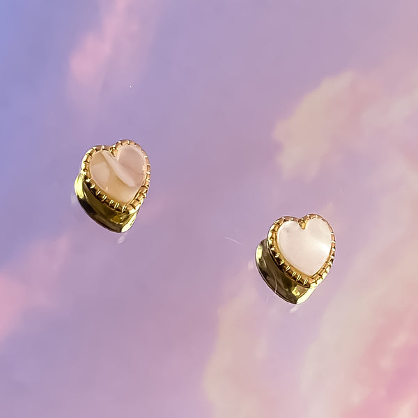 Gold Heart With Stone - 2pcs