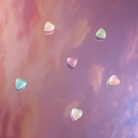 Opal Flat Back Heart - 4pcs